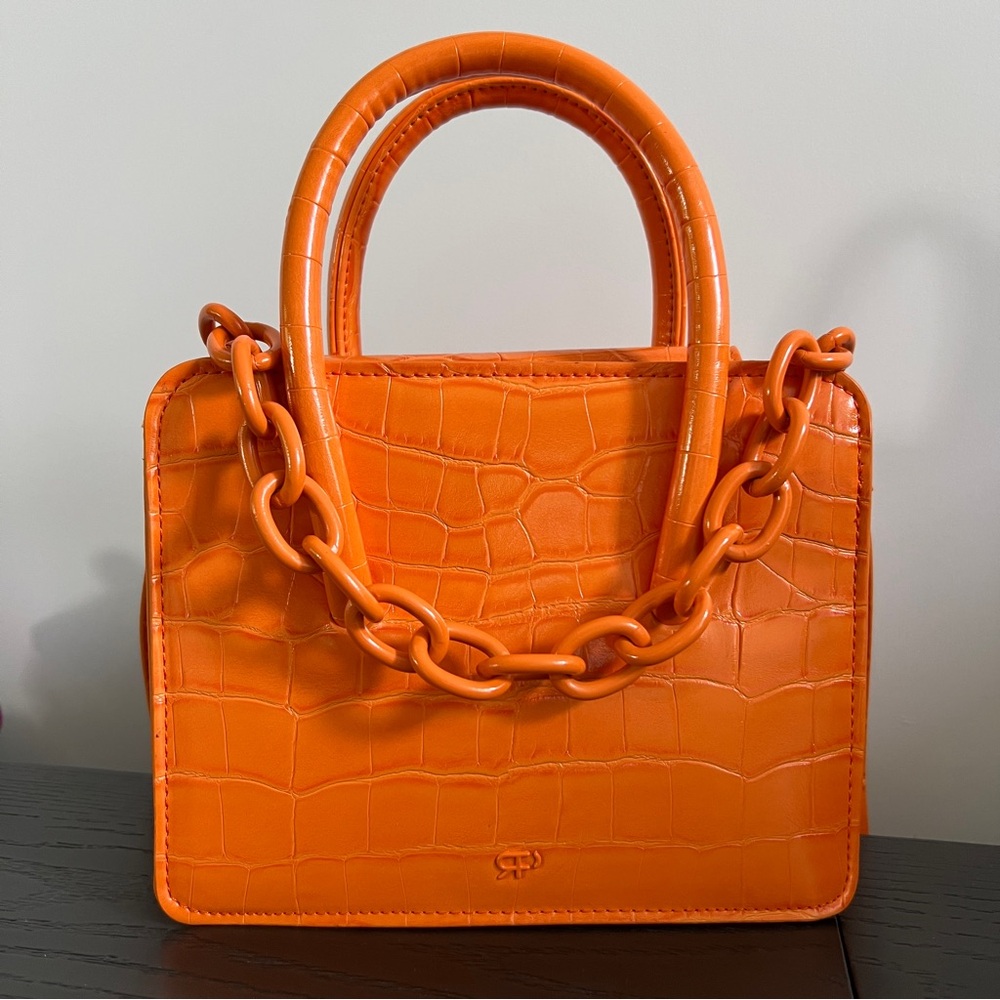 PARFOIS Orange Sling Bag Animal Embossed Convertible Crossbody Bag with Chain